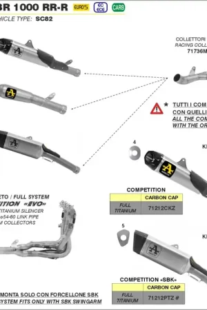 ARROW - COMPETITION FULL TITAN SYSTEM - Exhaust - Met Works Silencer en Carbon End Cap Fabrieksprijs