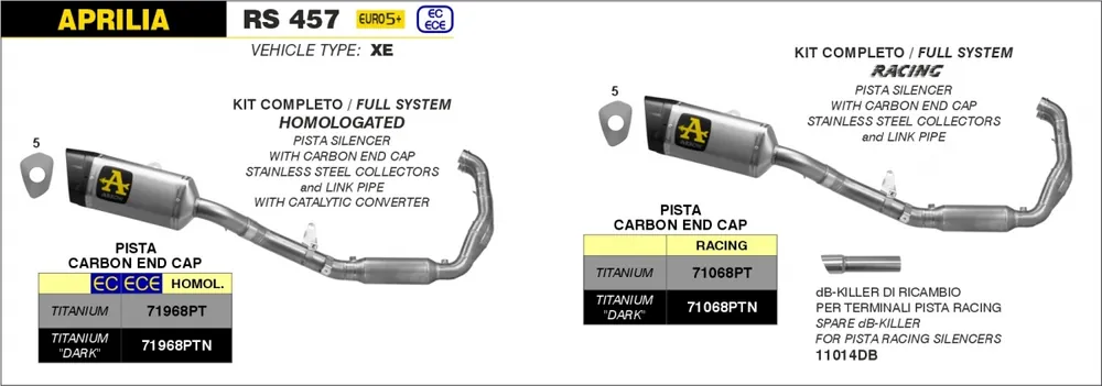 ARROW - DB KILLER - Exhaust - FOR PISTA SILENCER DIA 35MM Koopje