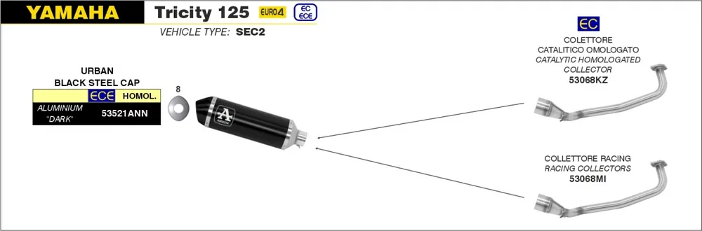 Premium ARROW - URBAN ALUMINIUM DARK WITH DARK END CAP - Exhaust - Silencer