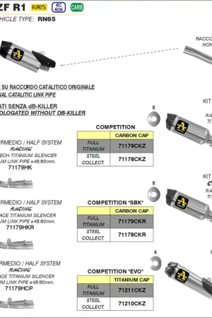 Laatste Versie ARROW - HALF SYSTEM, RACE-TECH TITANIUM + LINK PIPE - SILENCER DIA 60MM TITANIUM