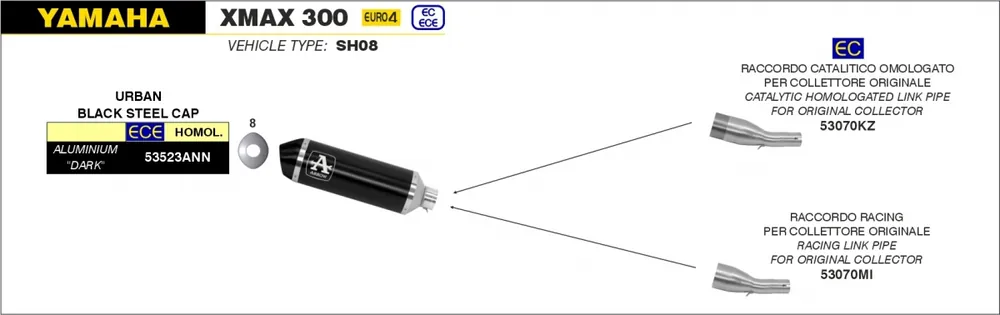 Weekendaanbieding ARROW - URBAN ALUMINIUM DARK WITH DARK END CAP - Exhaust - SILENCER