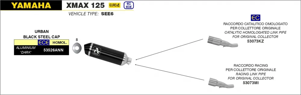 Beperkt Aanbod ARROW - URBAN ALUMINIUM DARK WITH DARK END CAP - Exhaust - SILENCER