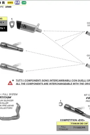Beperkt Aanbod ARROW - FULL SYSTEM TITANIUM, CARB END CAP - Exhaust - Met PRO-RACE SILENCER