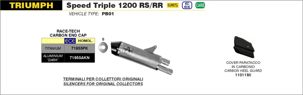 ARROW - CARBON HEATSHIELD - Exhaust - Voor Race-Tech Silencer Geld-Terug-Garantie