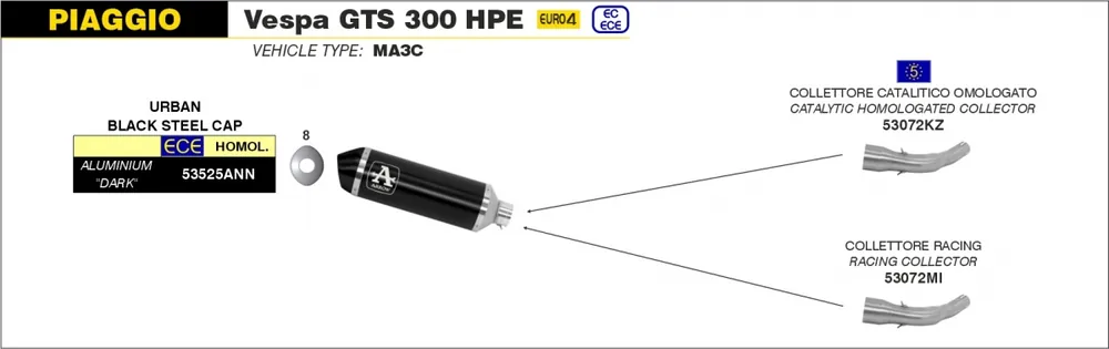 Lage Prijs ARROW - URBAN ALUMINIUM DARK WITH DARK END CAP - Exhaust - Silencer Needs Link Pipe