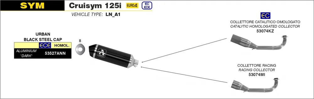Favoriet ARROW - URBAN ALUMINIUM DARK WITH DARK END CAP - Exhaust - SILENCER