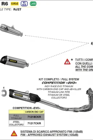 ARROW - COMPETITION FULL SYSTEM - Exhaust - Titanium met Indy Race Evo Silencer Lage Prijs