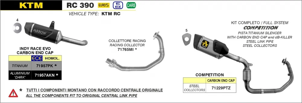 Lage Kosten ARROW - COMPETITION FULL SYSTEM - Exhaust - TITAN PISTA - STAINLESS STEEL COLLECTORS