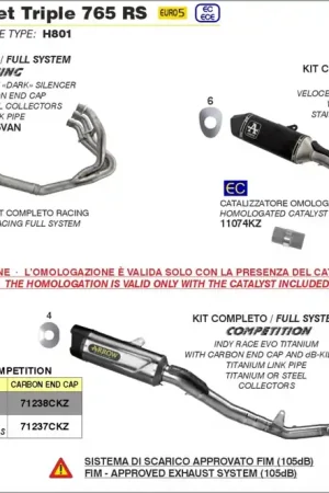 ARROW - COMPETITION FULL TITAN SYSTEM - Exhaust - Met Indy Race Evo Silencer Op = Op