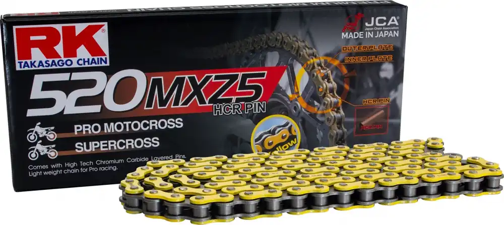 Limited Edition RK - YY520MXZ5 - Chains - YELLOW, ULTRA REINFORCED RACING