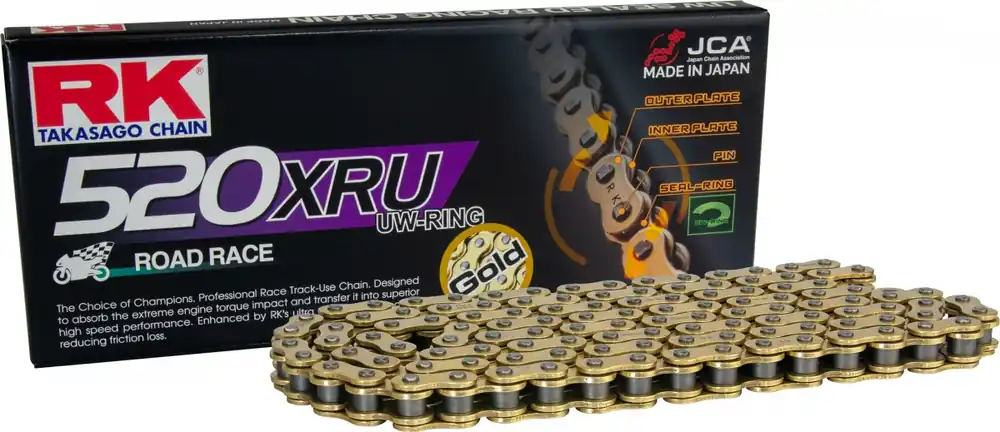 RK - GB520XRU - Chains - GOLD, TOP RACING UW'RING Professioneel