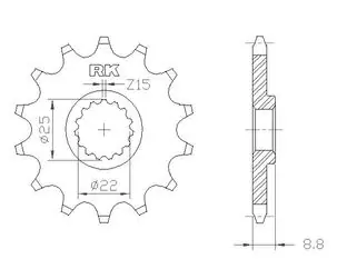 RK - FRONT 14T, 520 - Sprockets - 14T Op = Op