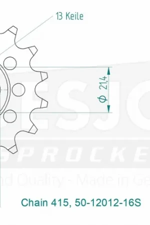 Beperkte Voorraad ESJOT - FRONT LIGHT 16T, 525 - Sprockets - Hoogwaardige kwaliteit
