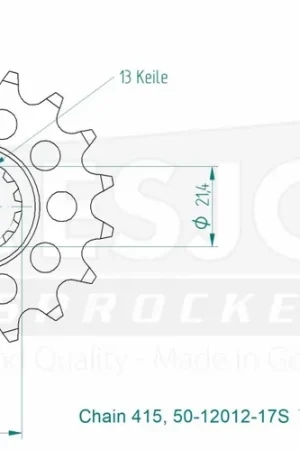 ESJOT - FRONT LIGHT 17T, 525 - Sprockets - Kwaliteit en Betrouwbaarheid Actieprijs