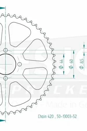 Aanbieding ESJOT - REAR STEEL 52T, 420 - Sprockets - Robuust Staal