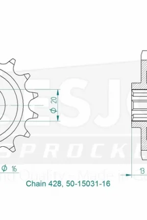ESJOT - FRONT 16T, 428 - Sprockets - 16T Shop Nu