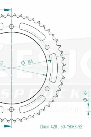 ESJOT - REAR STEEL 52T, 428 - Sprockets - Staal Laatste Kans