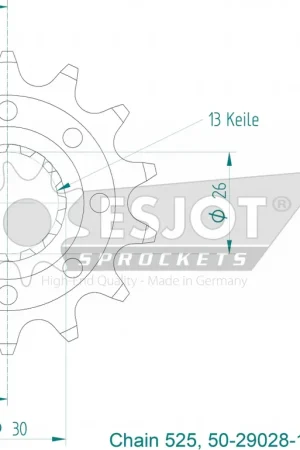 Nu Kopen ESJOT - FRONT 14T, 525, LIGHT - Sprockets - Lichtgewicht