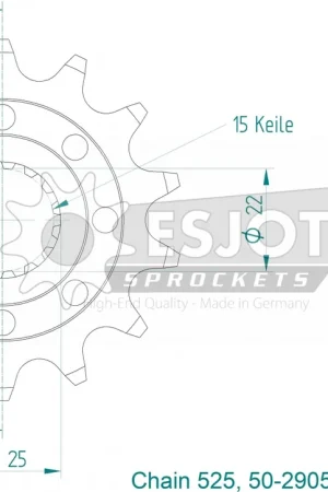ESJOT - FRONT 14T, LIGHT, 525 - Sprockets - Lichtgewicht Hoge Kwaliteit