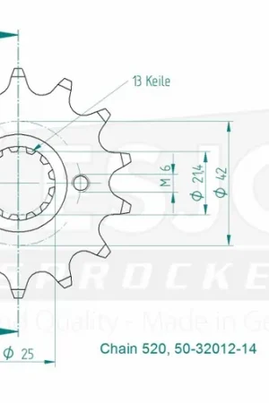 Koop Vandaag ESJOT - FRONT 14T, 520 - Sprockets - Hoge kwaliteit