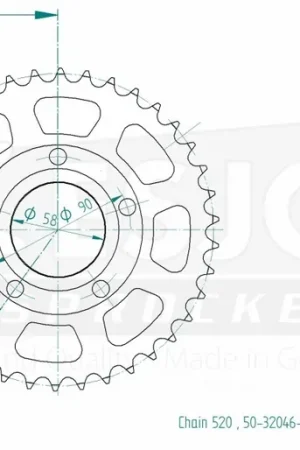 ESJOT - REAR STEEL 38T, 520 - Sprockets - Staal Constructie Gratis Verzending