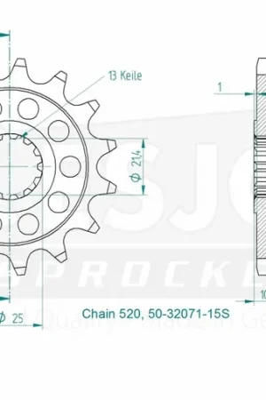 ESJOT - FRONT 15T, LIGHT, 520 - Sprockets - Lichtgewicht Handgemaakt