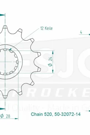 ESJOT - FRONT 14T, 520 - Sprockets - 14T Betaalbaar