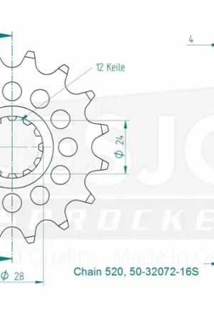 Laatste Versie ESJOT - FRONT 16T, LIGHT, 520 - Sprockets - Lichtgewicht