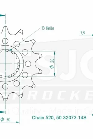 ESJOT - FRONT LIGHT 14T, 520 - Sprockets - Kwaliteitsonderdeel Lage Prijs