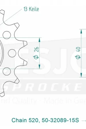 ESJOT - FRONT 15T, LIGHT, 520 - Sprockets - Lichtgewicht ontwerp Lage Kosten
