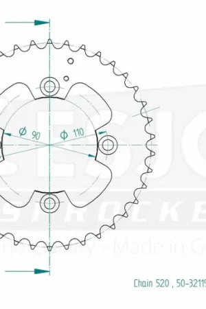 Gecertificeerd ESJOT - REAR STEEL 38T, 520 - Sprockets - Stevige constructie