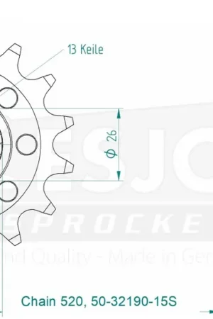 Dagaanbieding ESJOT - FRONT 15T, LIGHT, 520 - Sprockets - 15T