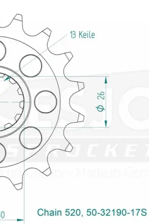 Gereduceerde Prijs ESJOT - FRONT 17T, LIGHT, 520 - Sprockets - Lichtgewicht ontwerp