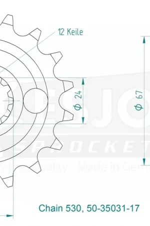 Merkproduct ESJOT - FRONT 17T, 530 - Sprockets - Compatible with Kawasaki Zx 10 j