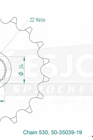 Direct Verzonden ESJOT - FRONT 19T, 530 - Sprockets - Hoogwaardige kwaliteit