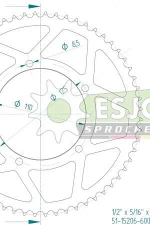 ESJOT - REAR ALU 60, 428 - Sprockets - Lichtgewicht aluminium Groothandel