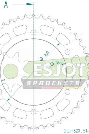 ESJOT - REAR ALU 45T, 520 - Sprockets - Lichtgewicht Aluminium Wereldwijde Verzending