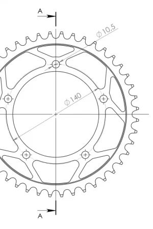 Topkwaliteit SUPERSPROX - REAR STEEL 44T, BLACK, 520 - Sprockets - Staal