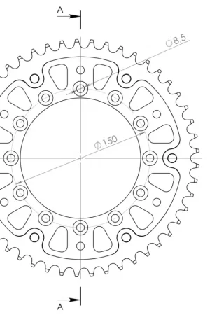 SUPERSPROX - REAR STEALTH 49T, BLACK, 520 - Sprockets - Zwart Hoge Kwaliteit