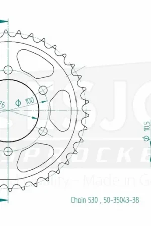 Voordeelprijs ESJOT - REAR STEEL 38T, 530 - Sprockets - Compatibiliteit met Suzuki