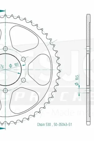 Budget ESJOT - REAR STEEL 51T, 530 - Sprockets - Compatibel met diverse Suzuki modellen