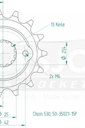 Laatste Versie ESJOT - FRONT 15T, 530 - Sprockets - RUBBER CUSHIONED