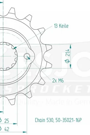 Nieuw ESJOT - FRONT 16T, 530 - Sprockets - RUBBER CUSHIONED