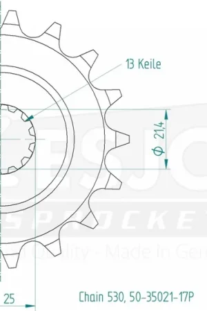 ESJOT - FRONT 17T, 530 - Sprockets - RUBBER CUSHIONED Budget