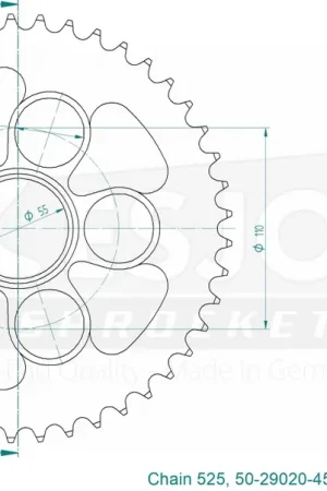 Direct Verzonden ESJOT - REAR STEEL 45T, 525 - Sprockets - Compatibel met diverse Ducati modellen