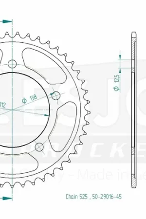ESJOT - REAR STEEL 45T, 525 - Sprockets - Compatibel met Honda Budget