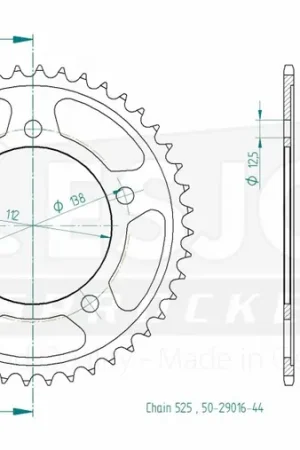 Wereldwijde Verzending ESJOT - REAR ALU 44T, 525 - Sprockets - Geschikt voor Honda