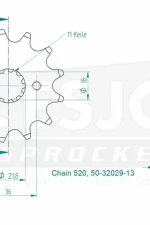 ESJOT - FRONT 13T, 520 - Sprockets - Geschikt voor Honda Nx 250 Gratis Retour