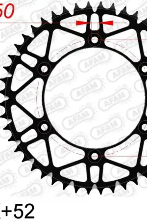 AFAM - REAR STEEL SUPER LIGHT 52T - Sprockets - 520, BLACK Luxe