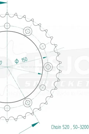 ESJOT - REAR STEEL 38T, 520 - Sprockets - Geschikt voor Honda en Yamaha Modern